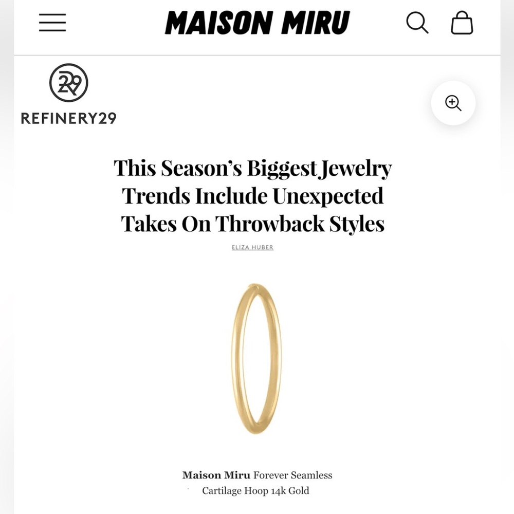 Maison Miru 14k Gold Forever Seamless Hoop